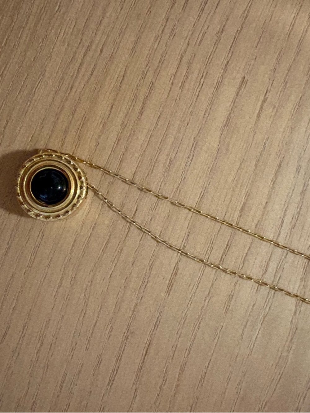 Gold Necklace Black Pendent
